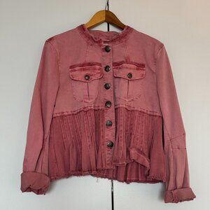 Free People Denim Peplum Jacket - Vintage Rose - Size L